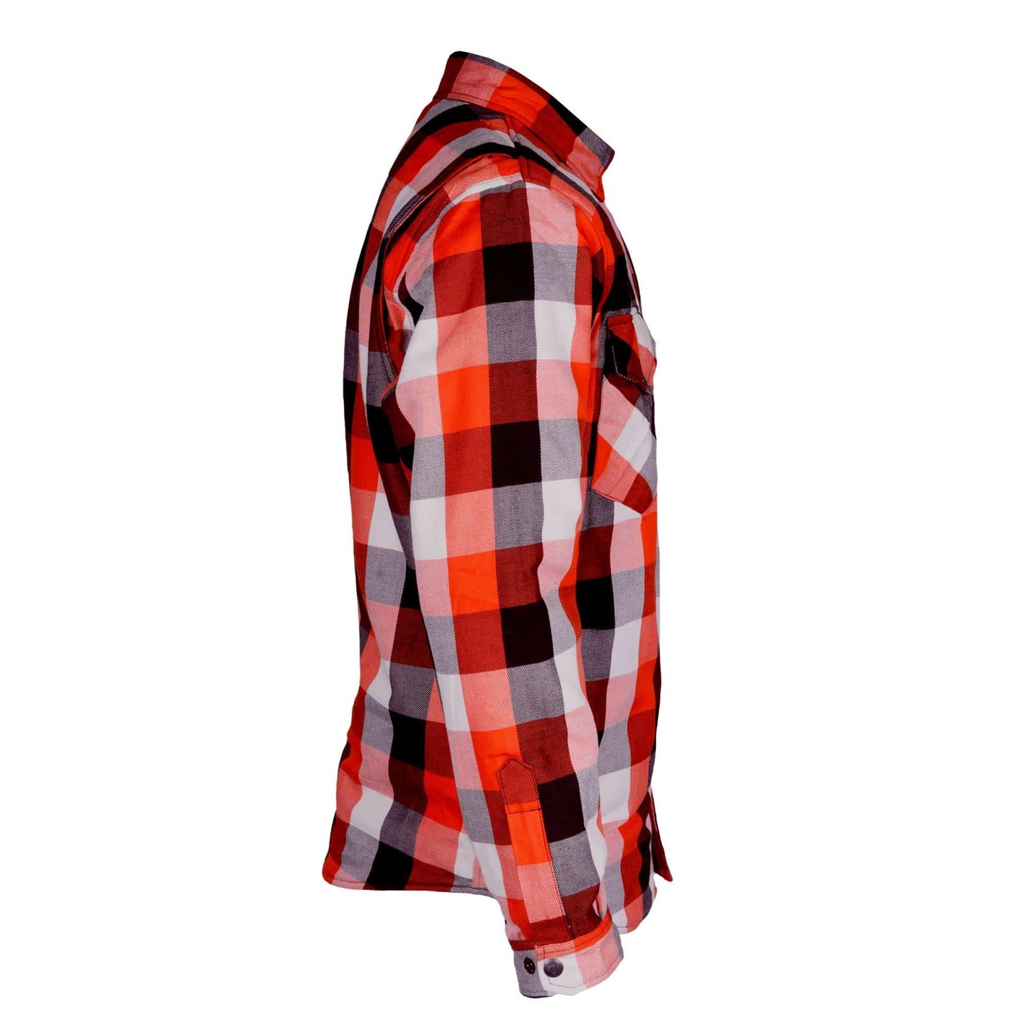 Protective Flannel Shirt - Red, Black, White Checkered with Pads