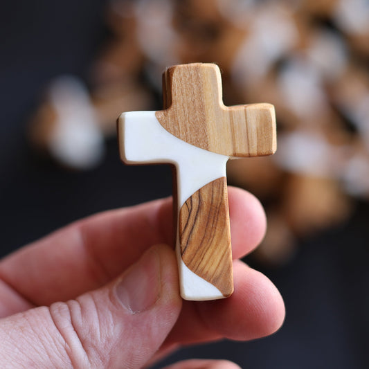 Reclaimed Olive & Resin Pocket Crosses