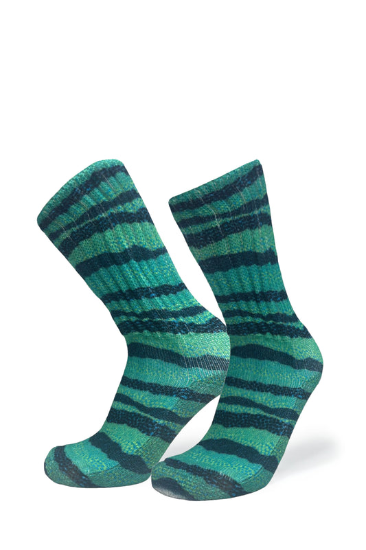 Cozy Diabetic Comfort Relax Fit Rigid Stripes Crew Socks