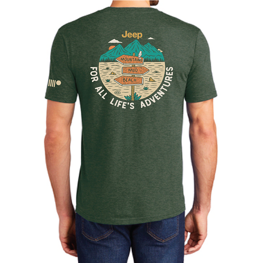 Mens Jeep® For All Life's Adventures T-Shirt - Heather Forest Green