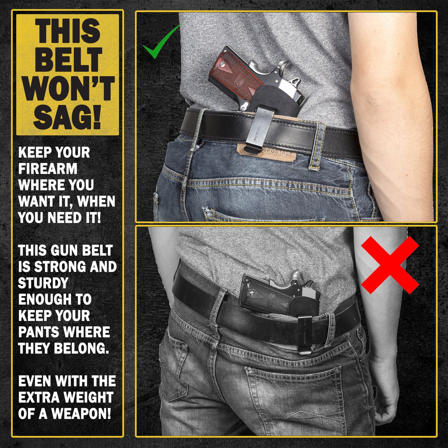 The "Double Tap" Gun Belt | Made in USA | Lifetime Warranty | 14 oz Full Grain Leather CCW Belt