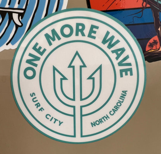 Surf City North Carolina 4" white/teal sticker