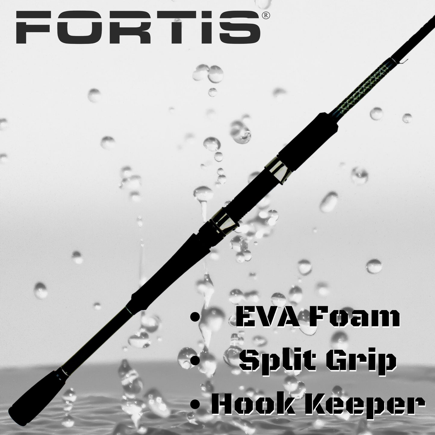 6' Medium Heavy Action Spinning Rod and Reel Package, 1 Piece Fiberglass/Graphite Spinning Rod  |4000 Spinning Reel | FORTIS