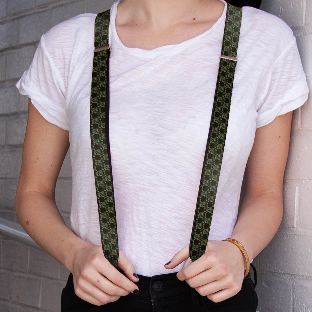 Suspenders - 1.0" - Top Skulls Black/Camo Olive