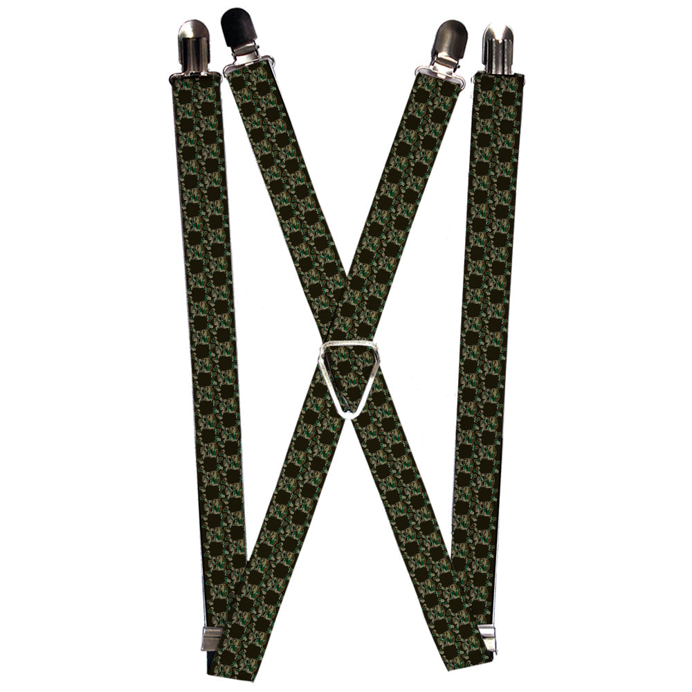 Suspenders - 1.0" - Top Skulls Black/Camo Olive