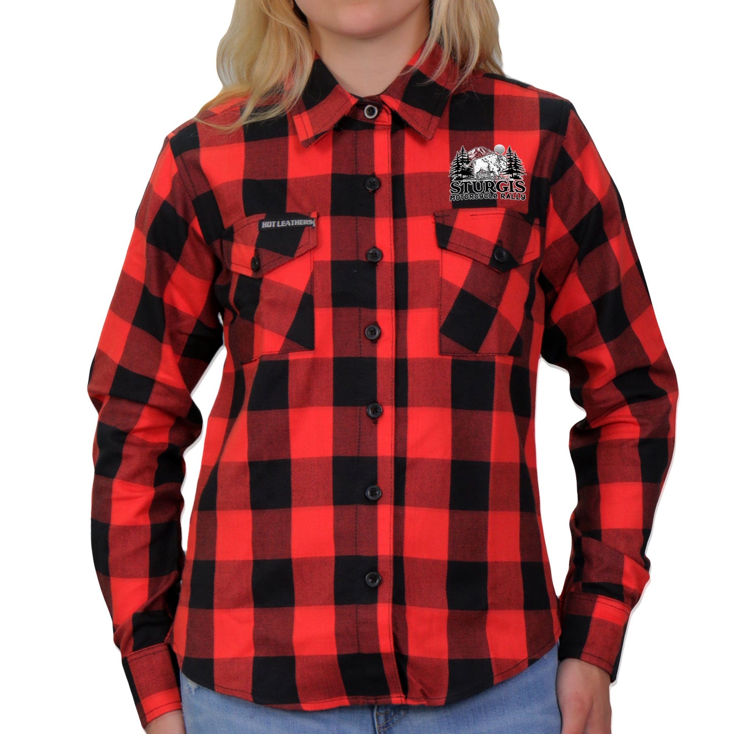 Sturgis Motorcycle Rally 2021 Camp Ladies Red Flannel Shirt
