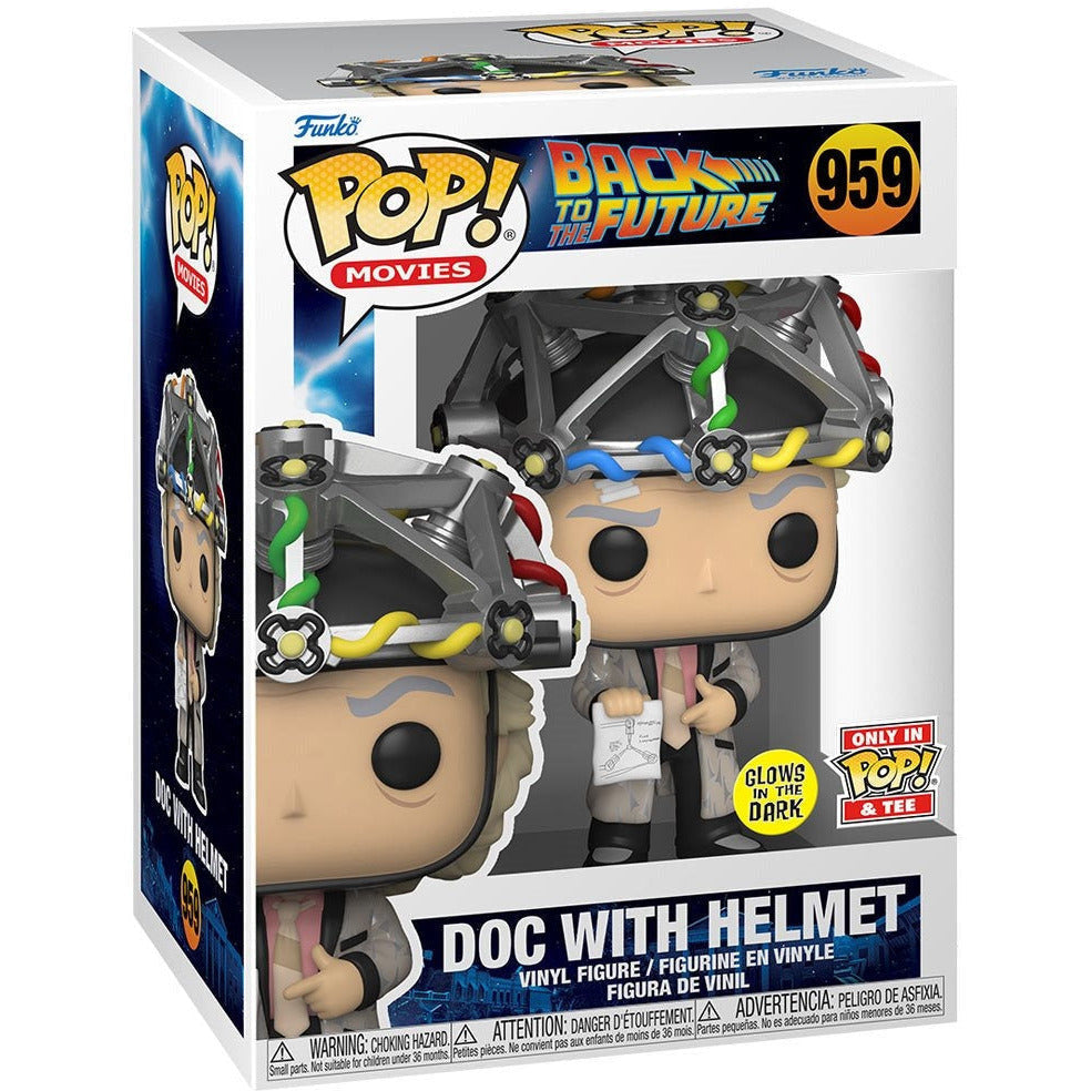 Funko POP! Tees - Back to the Future "Glow in the Dark" Pop Vinyl Doc Brown w/Helmet, plus Unisex T-Shirt