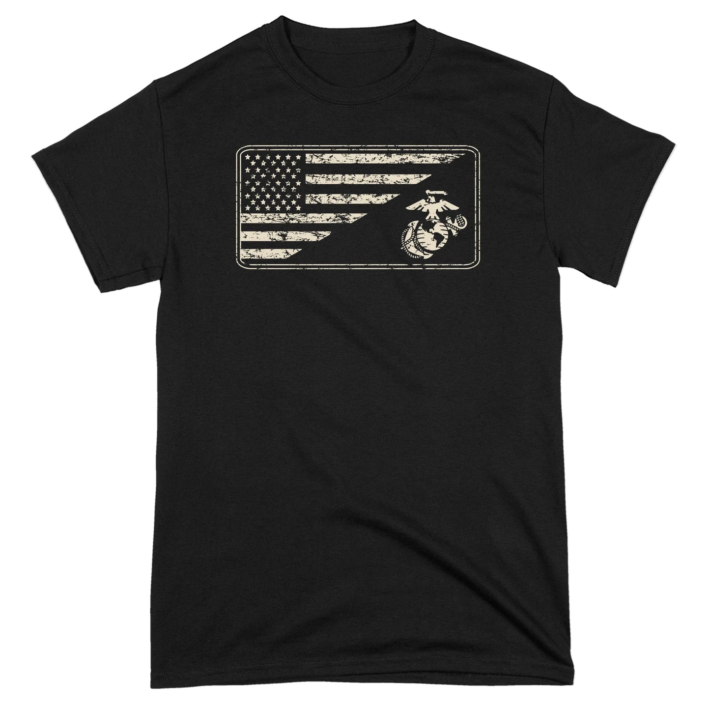 Marines Sand EGA & Split U.S. Flag Tee