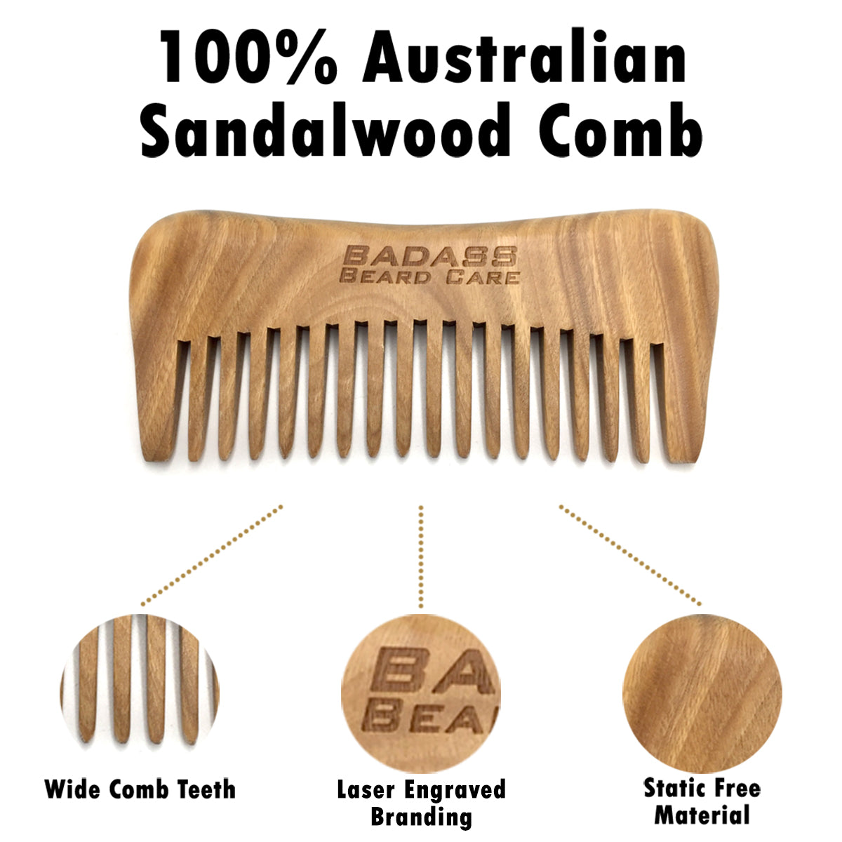 Hand Carved Sandalwood Beard Comb