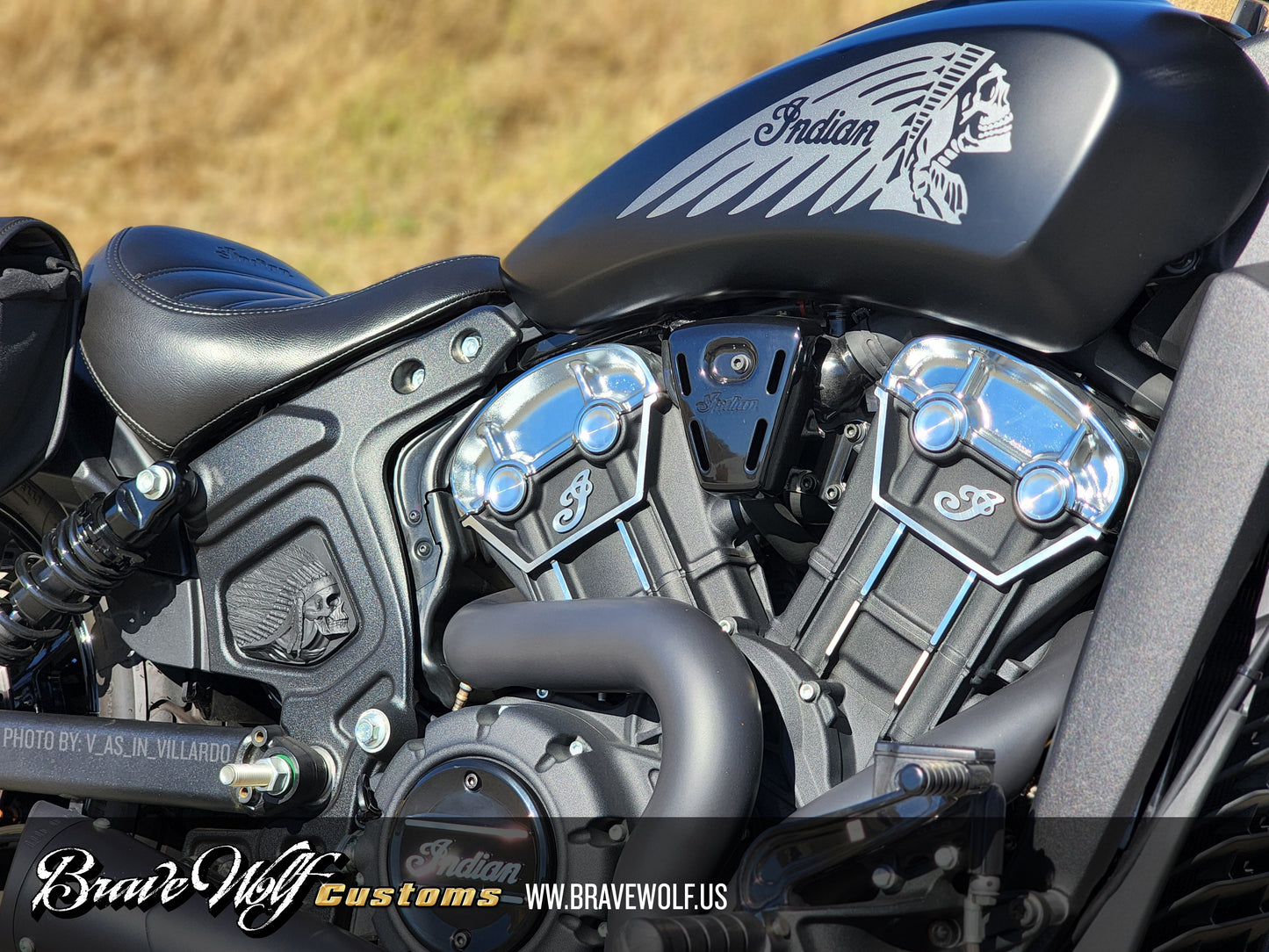 Indian Scout Mid-Frame 3D Emblem - Skull Warbonnet