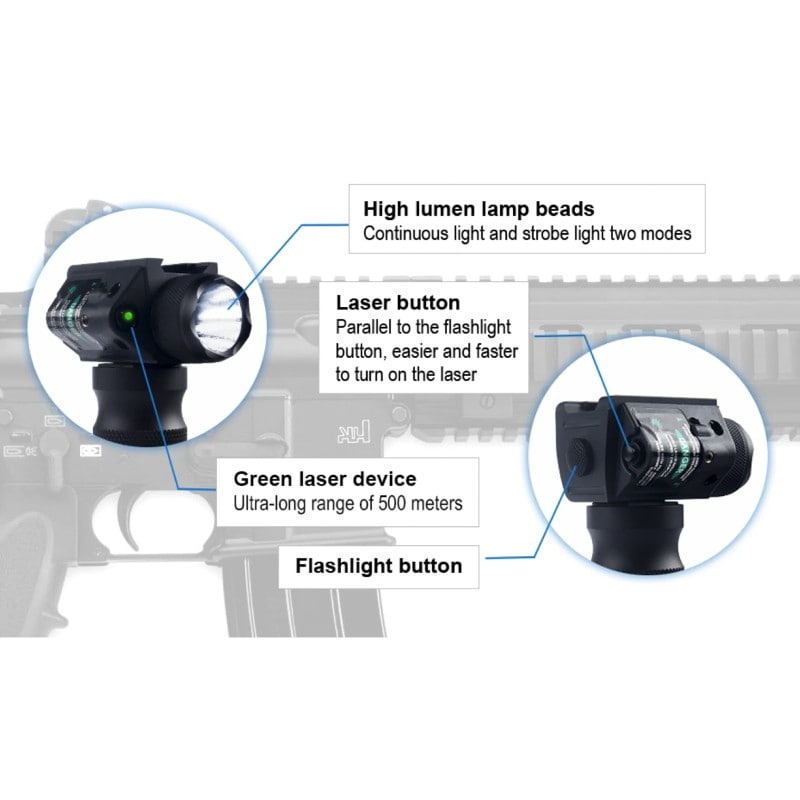 3-In-1 Tactical Foregrip with Flash Light & Green Laser