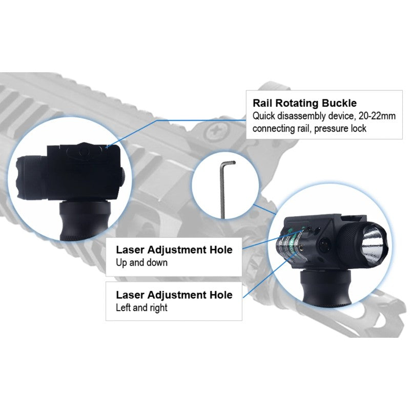 3-In-1 Tactical Foregrip with Flash Light & Green Laser