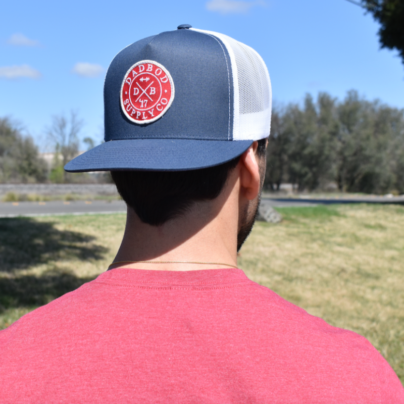 Navy Blue and White Mesh Snapback