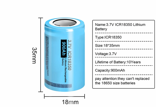 3.7V 18350 Rechargeable Battery 900mAh