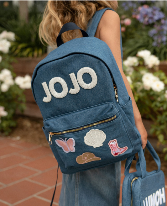 Denim Backpack with Patches