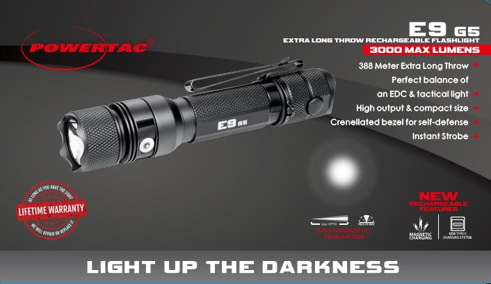 E9 GEN5 Long Throw- 3,000 Lumen Tactical EDC Flashlight