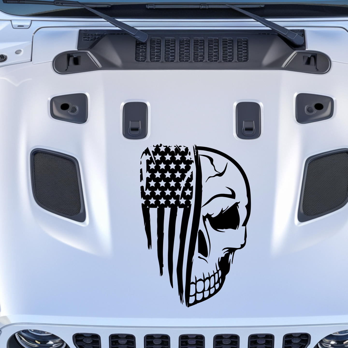 Skull and Flag Hood Decal