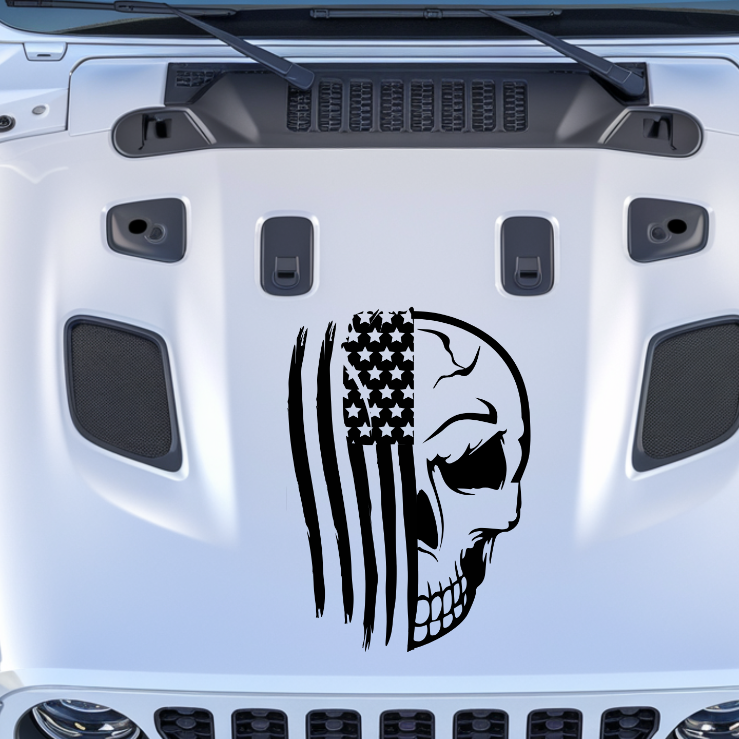 Skull and Flag Hood Decal