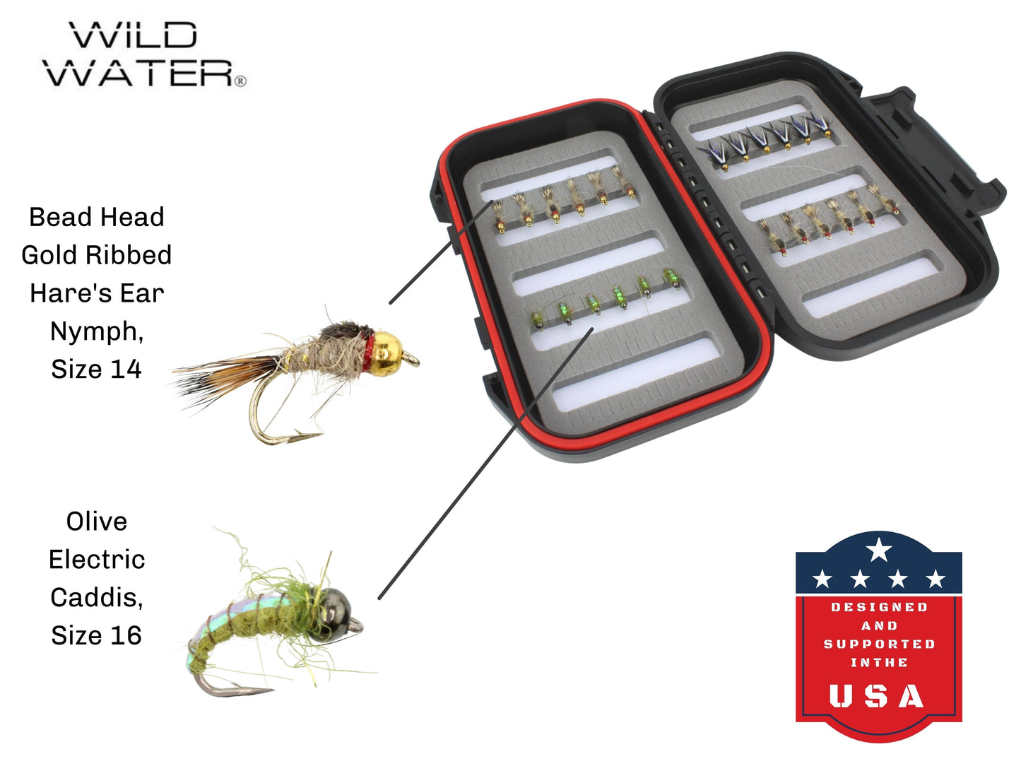 Nymph Assortment, 24 Flies | Fly Box | Wild Water Fly Fishing