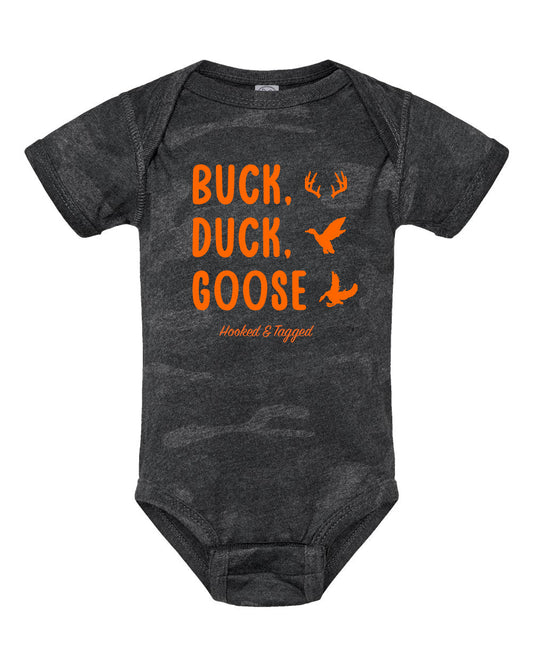 Buck, Duck, Goose Onesie