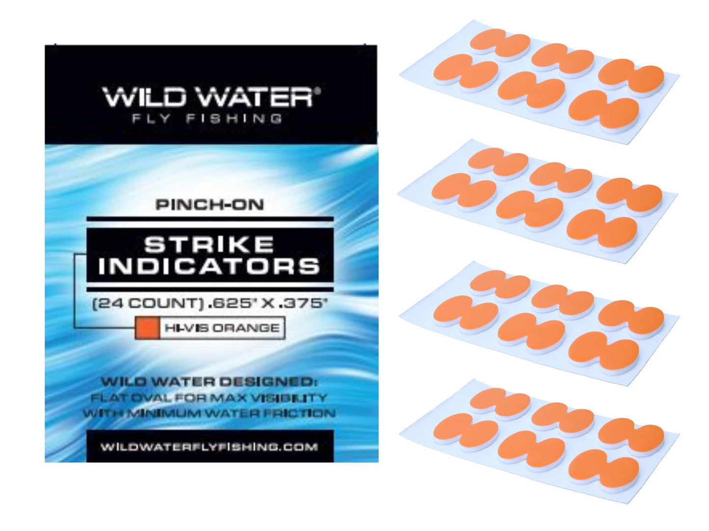 Strike Indicators for Fly Fishing, Bright Orange | Pinch on Foam | Package of 24 | Wild Water Fly Fishing