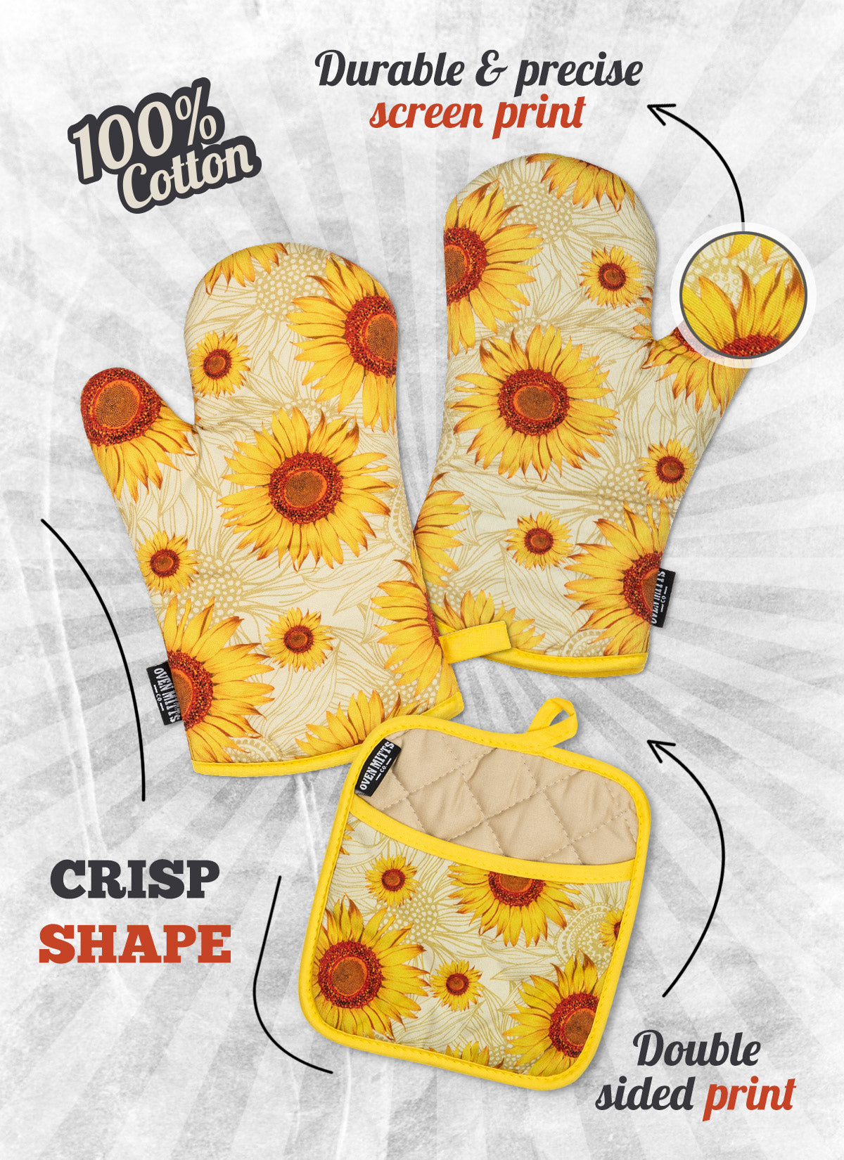 Summer Sunflowers Oven Mitts And Potholder Set