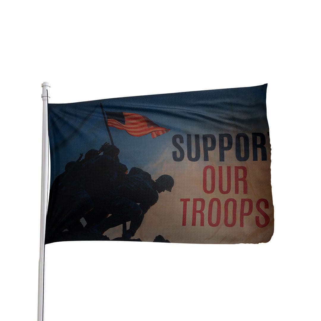 Support Our Troops Flag With Soldiers Planting American Flag 3x5 Flag