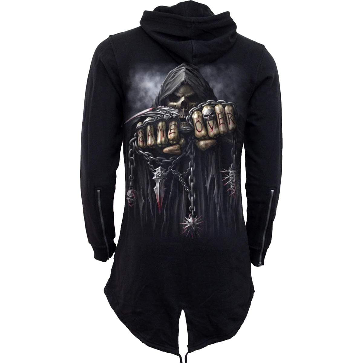 GAME OVER - Mens Fish Tail Zipper Hoody - Zip Sleeves