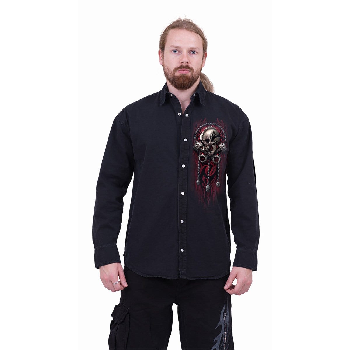 SOUL RIDER - Longsleeve Stone Washed Worker Black