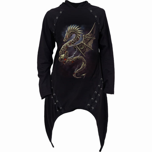 DRAGON COGS - Laceup Sherwood Hoody with Teardrop Hem