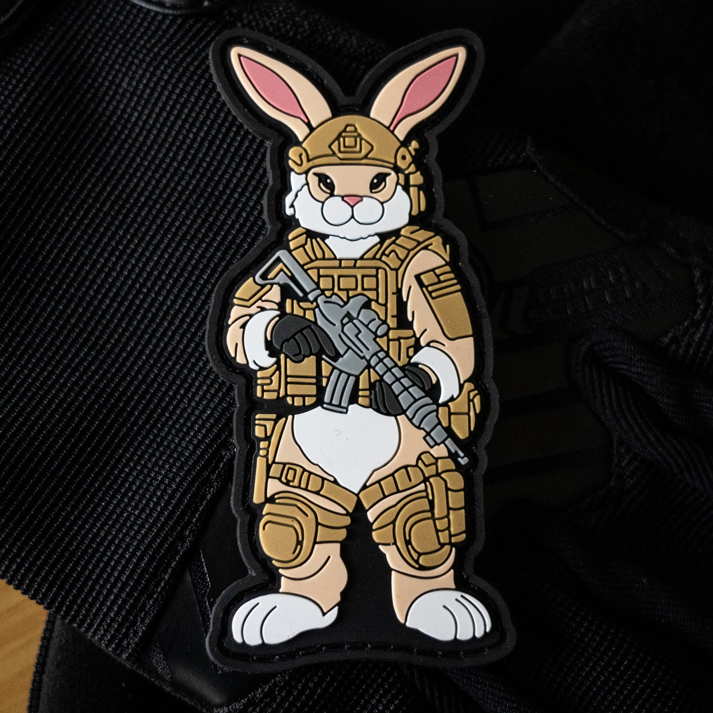 Pew Pew Peter Tactical Easter Battle Bunny 4" PVC Patch - Bad Bunny Collection