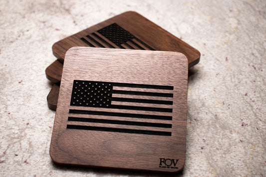 Flags of Valor - Walnut Coasters