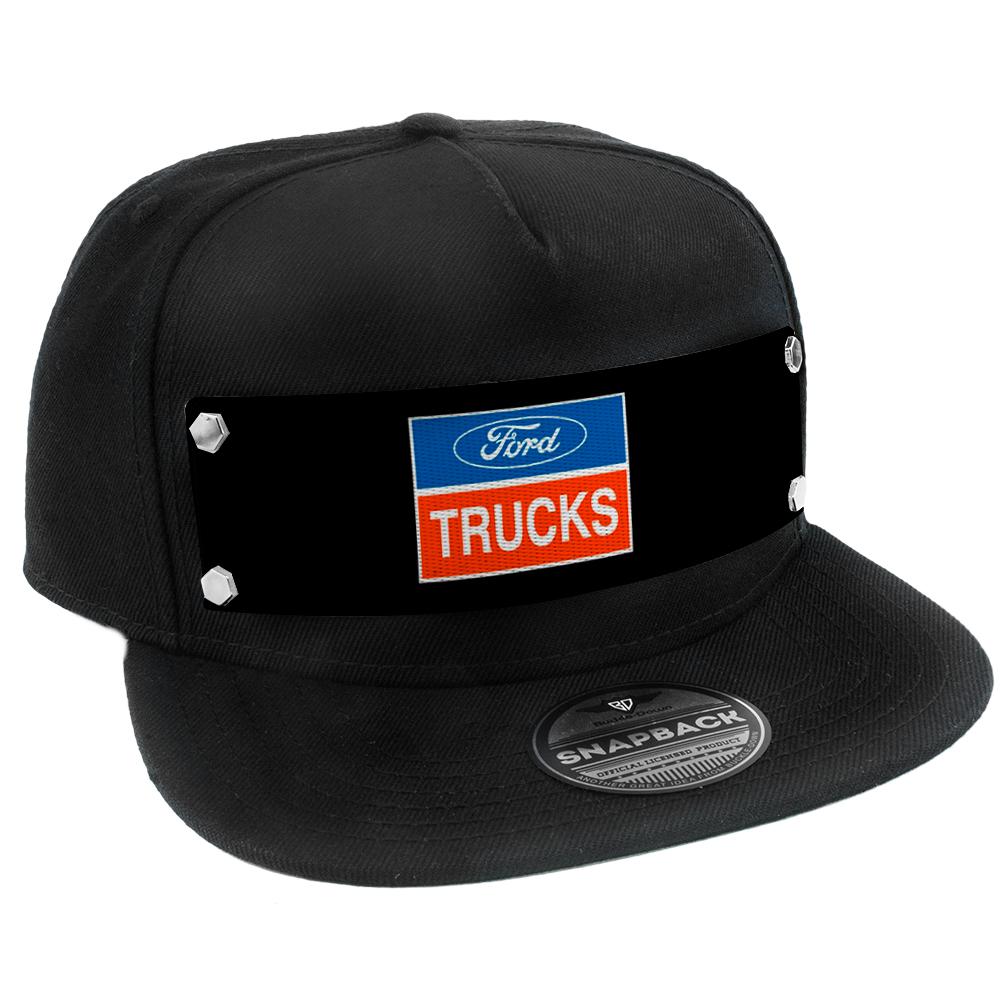 Embellishment Trucker Hat BLACK - FORD TRUCKS Logo2 Black/White/Blue/Red