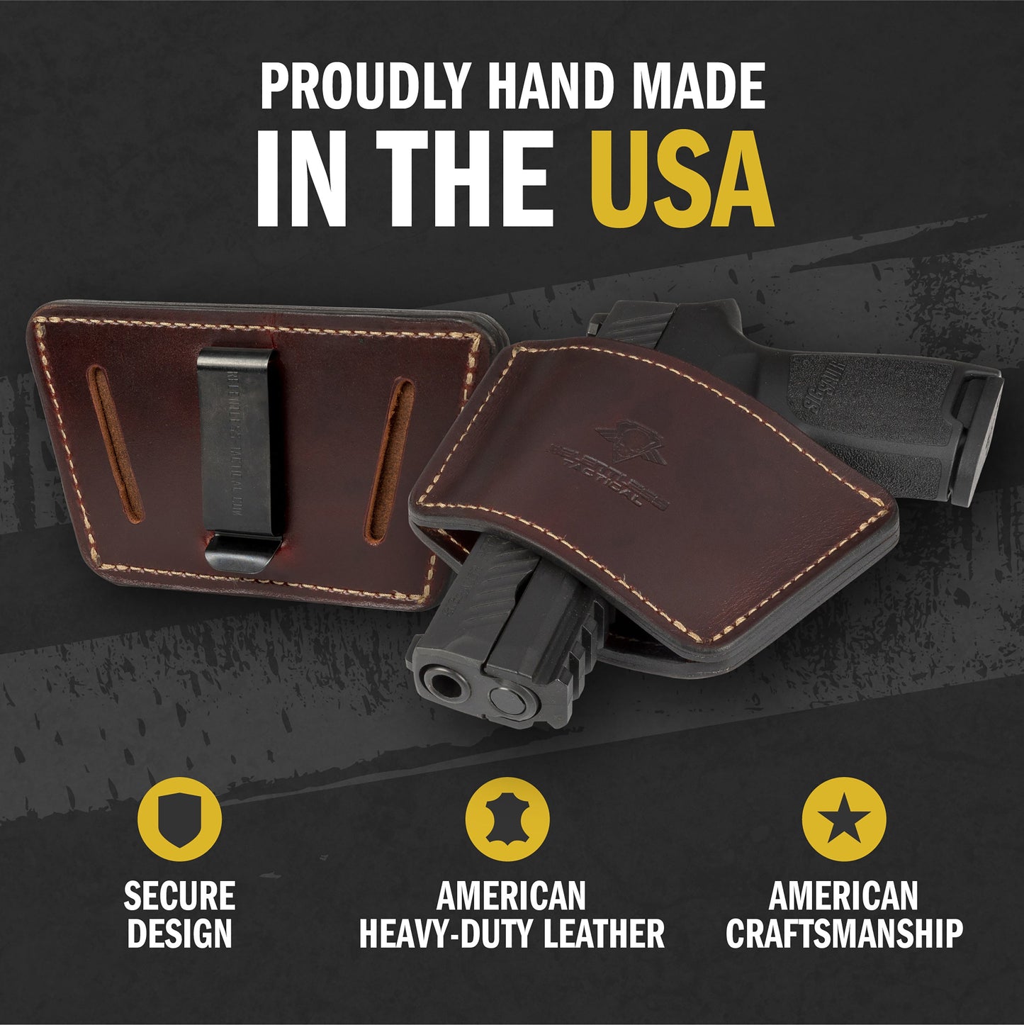 Dual Threat IWB / OWB Universal Belt Slide Holster | Made in USA | Ambidextrous Leather Holster