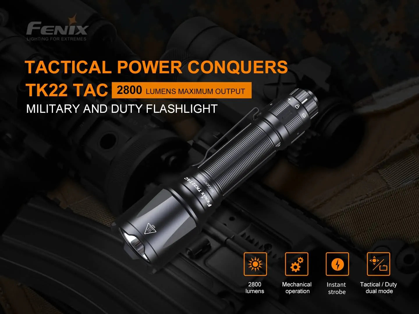 Fenix TK22 TAC Tactical Flashlight - 2800 Lumens