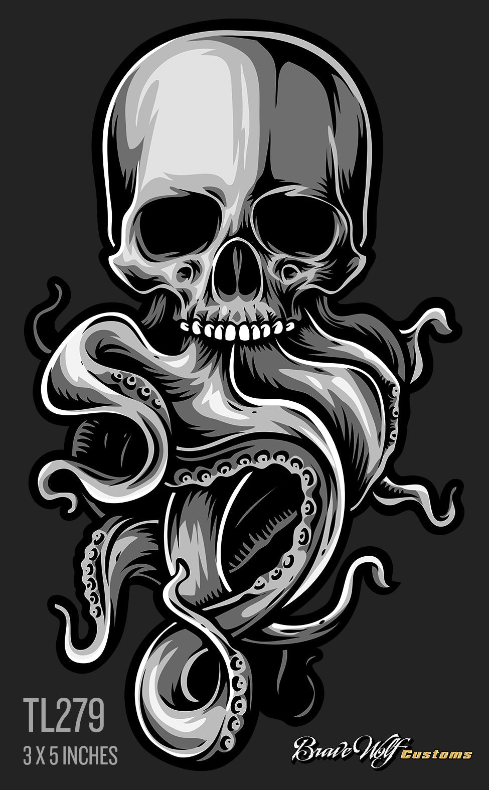 Tentacles 279-B&W Anywhere Decal