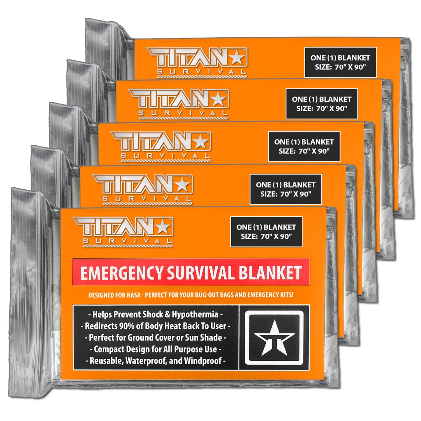 XL Emergency Survival Blankets, 5-Pack