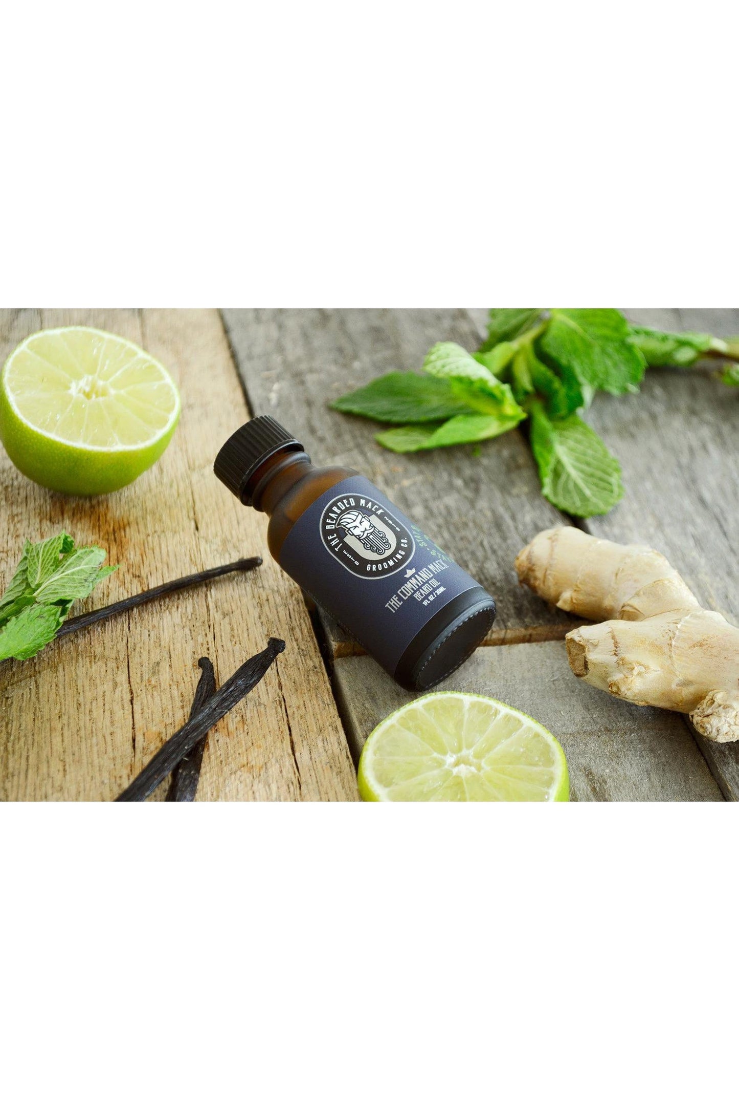 The Command Mack Beard Oil- Fresh Lime, Mint + Ginger