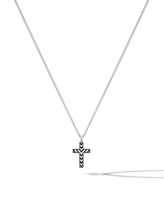 Stone Cross Pendant - Black Onyx