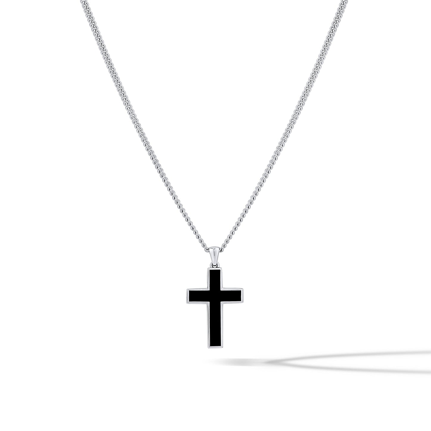 Stone Cross Pendant - Black Onyx