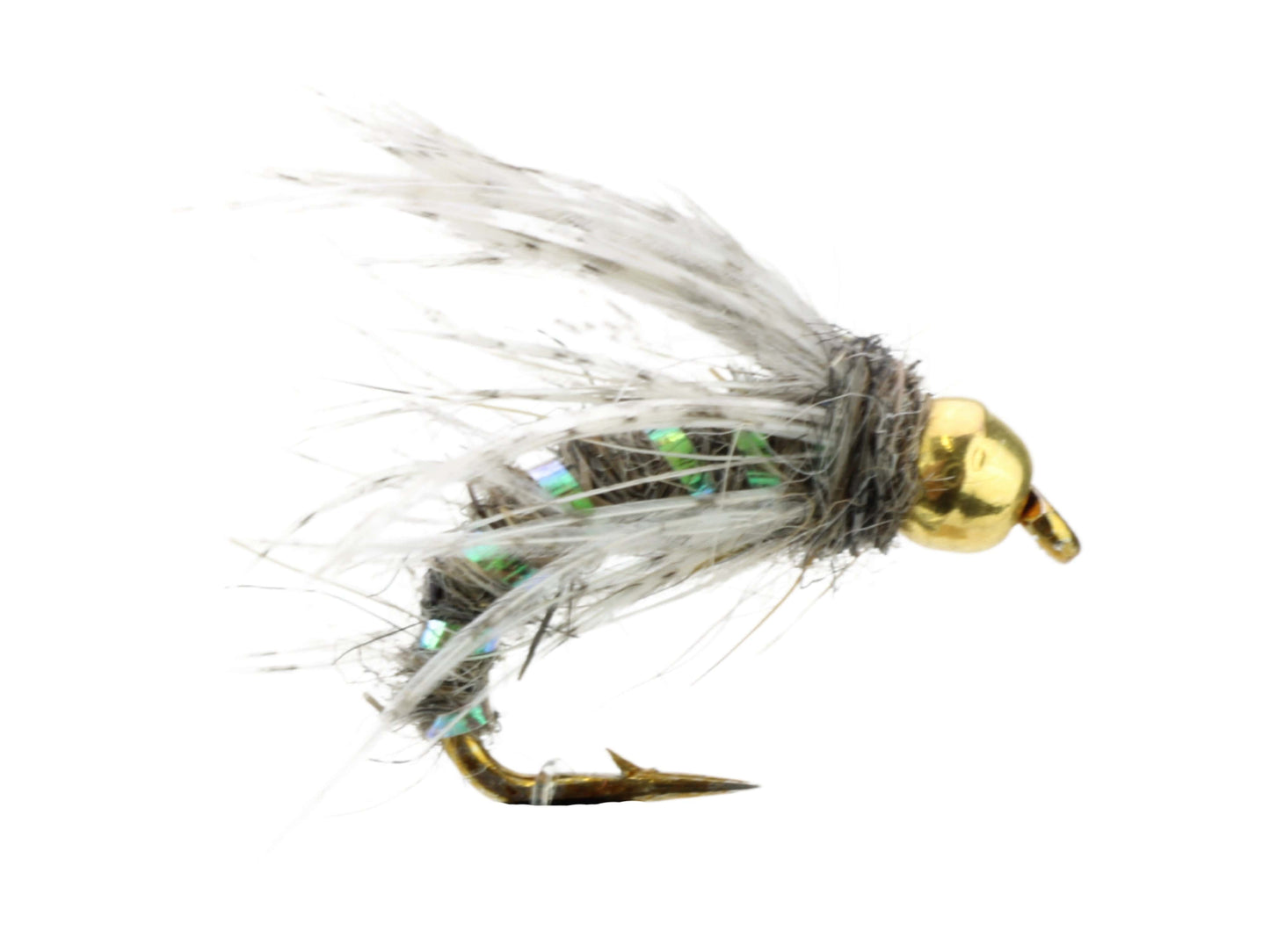 Gold Ribbed Hare's Ear Nymph with Tungsten Bead Head, Size 12 | Green Tinsel | Qty. 6 | Wild Water Fly Fishing