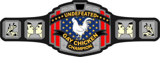 Undefeated Gay Chicken Champion - 5 inch Sticker