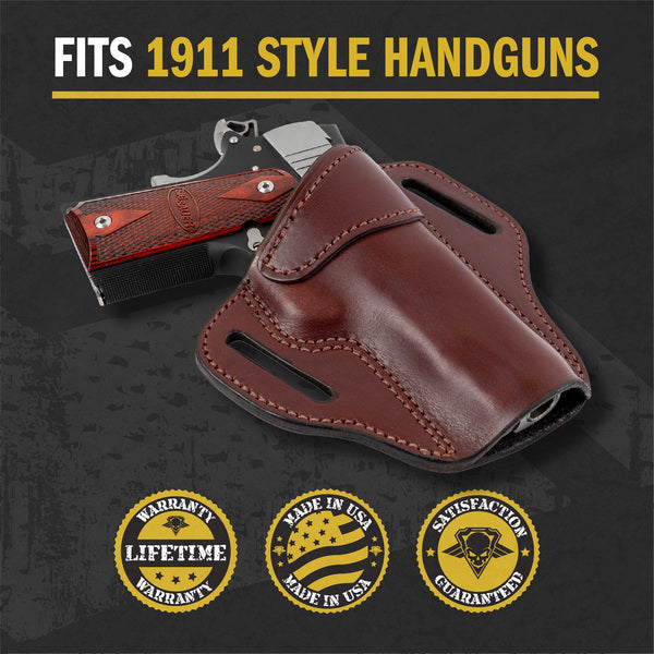 Ultimate Leather Holster 2 Slot OWB | Made in USA | Lifetime Warranty | Fits most 1911 Style Handguns