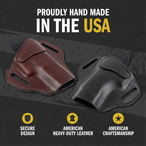 Ultimate Leather Holster 2 Slot OWB | Made in USA | Lifetime Warranty | For GLOCK 17 19 22 26 32 33 / S&W M&P Shield / Springfield XD & XDS / Plus All Similar Sized Handguns