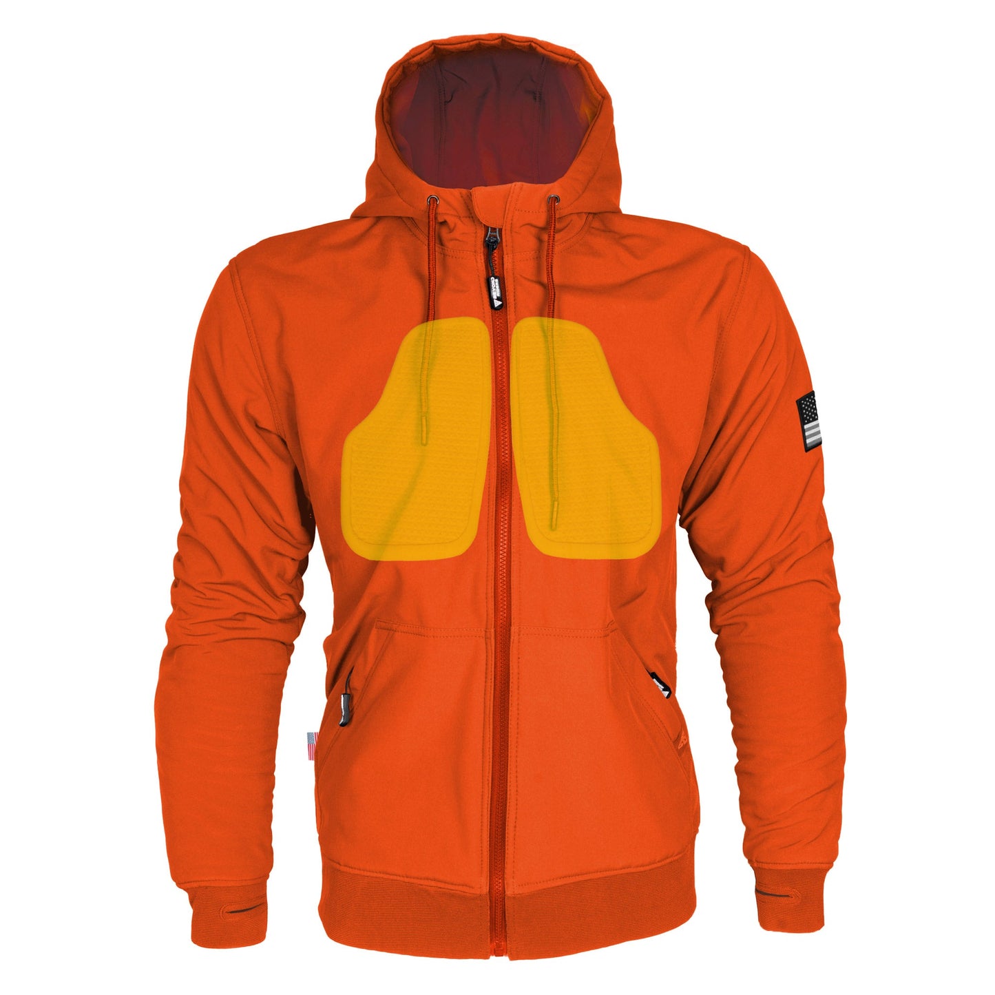 Protective SoftShell Unisex Hoodie - Orange Matte with Pads