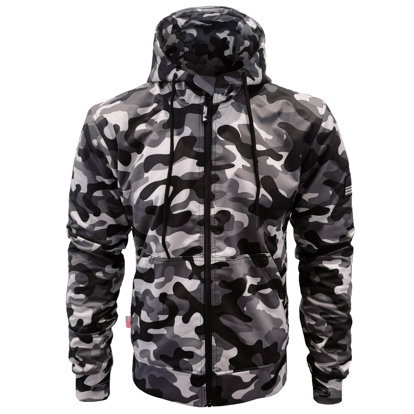 Protective SoftShell Unisex Camouflage Hoodie - "Grey Boomer" with Pads