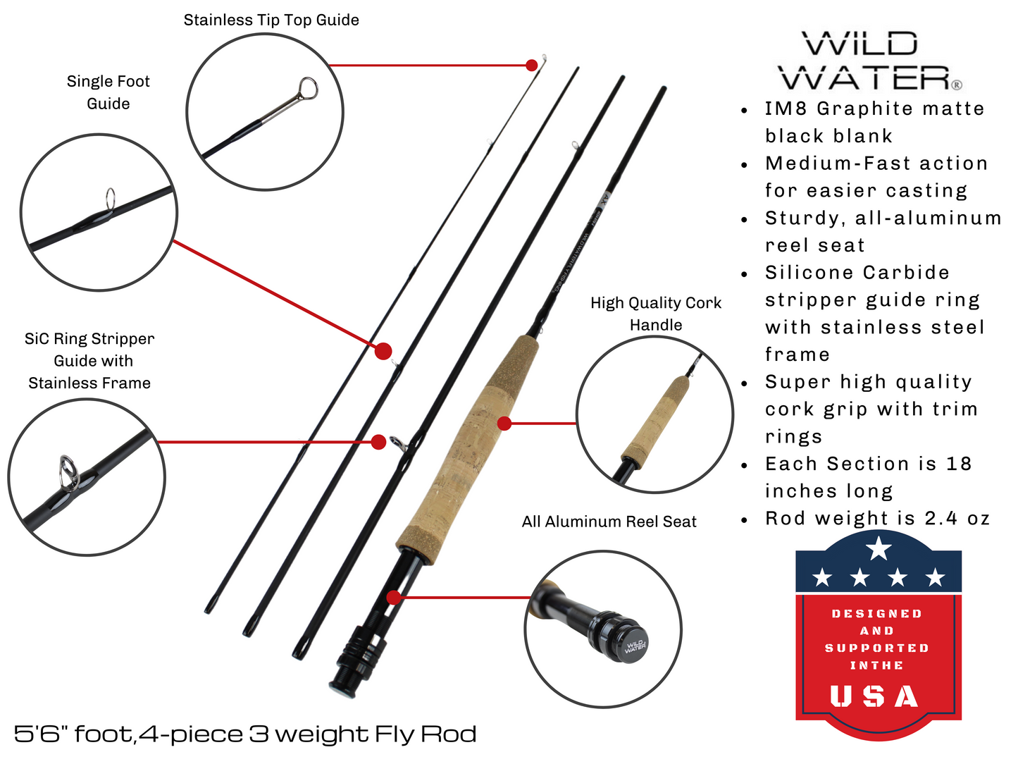 3 weight Fly Rod, 5' 6" | 4-piece | Wild Country | Wild Water Fly Fishing