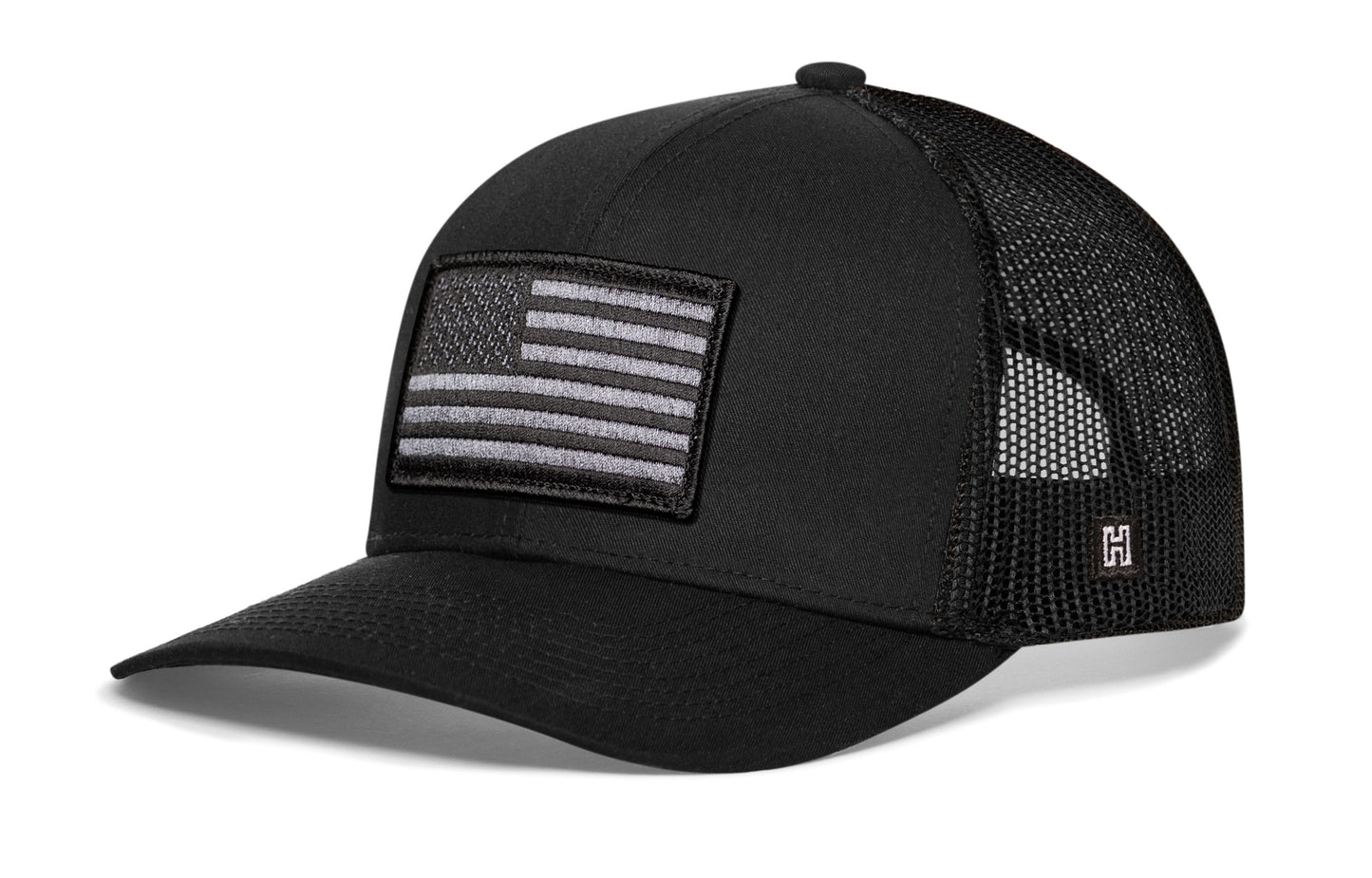 American Flag Trucker Hat  |  Black USA Snapback