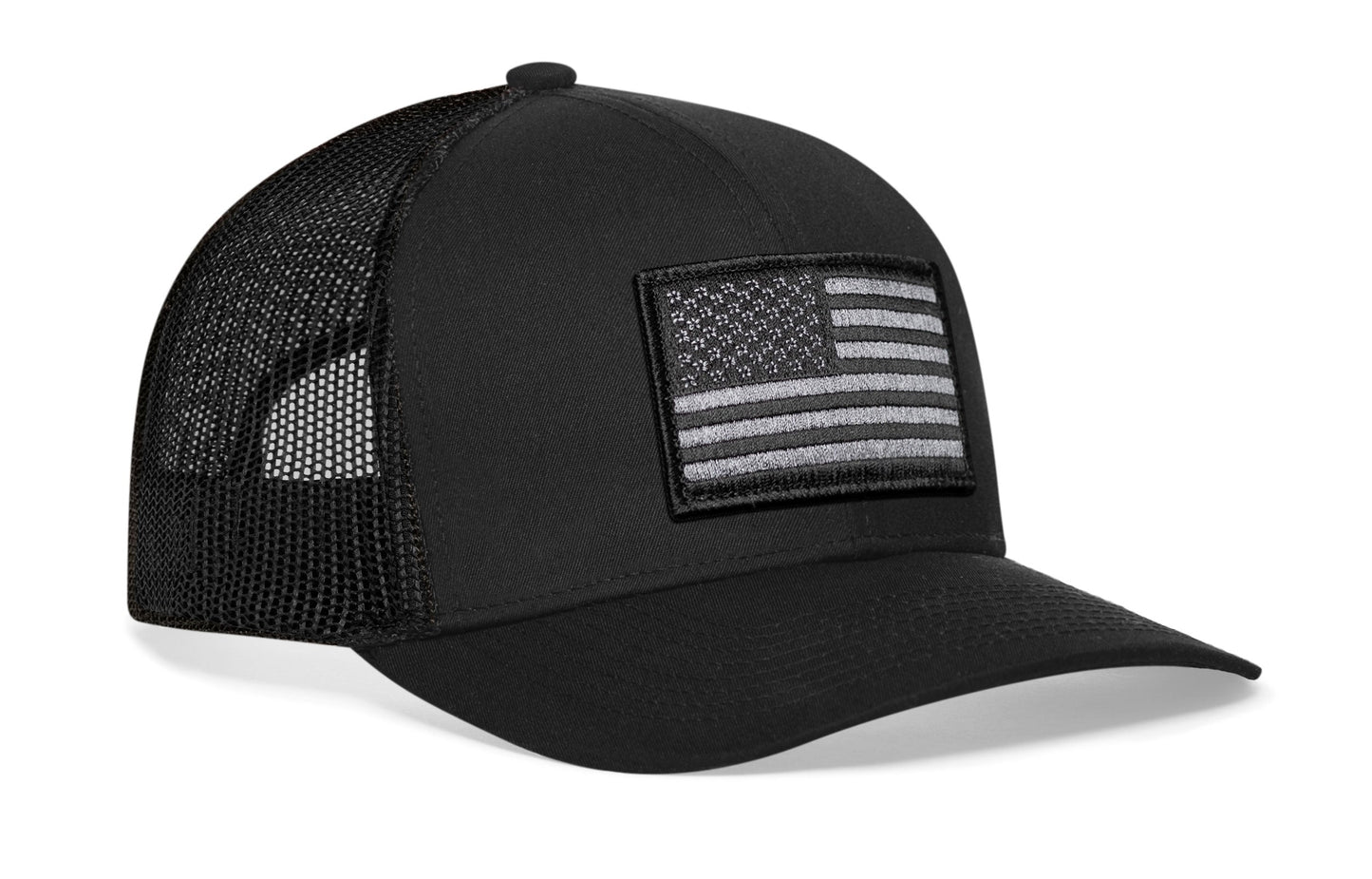 American Flag Trucker Hat  |  Black USA Snapback