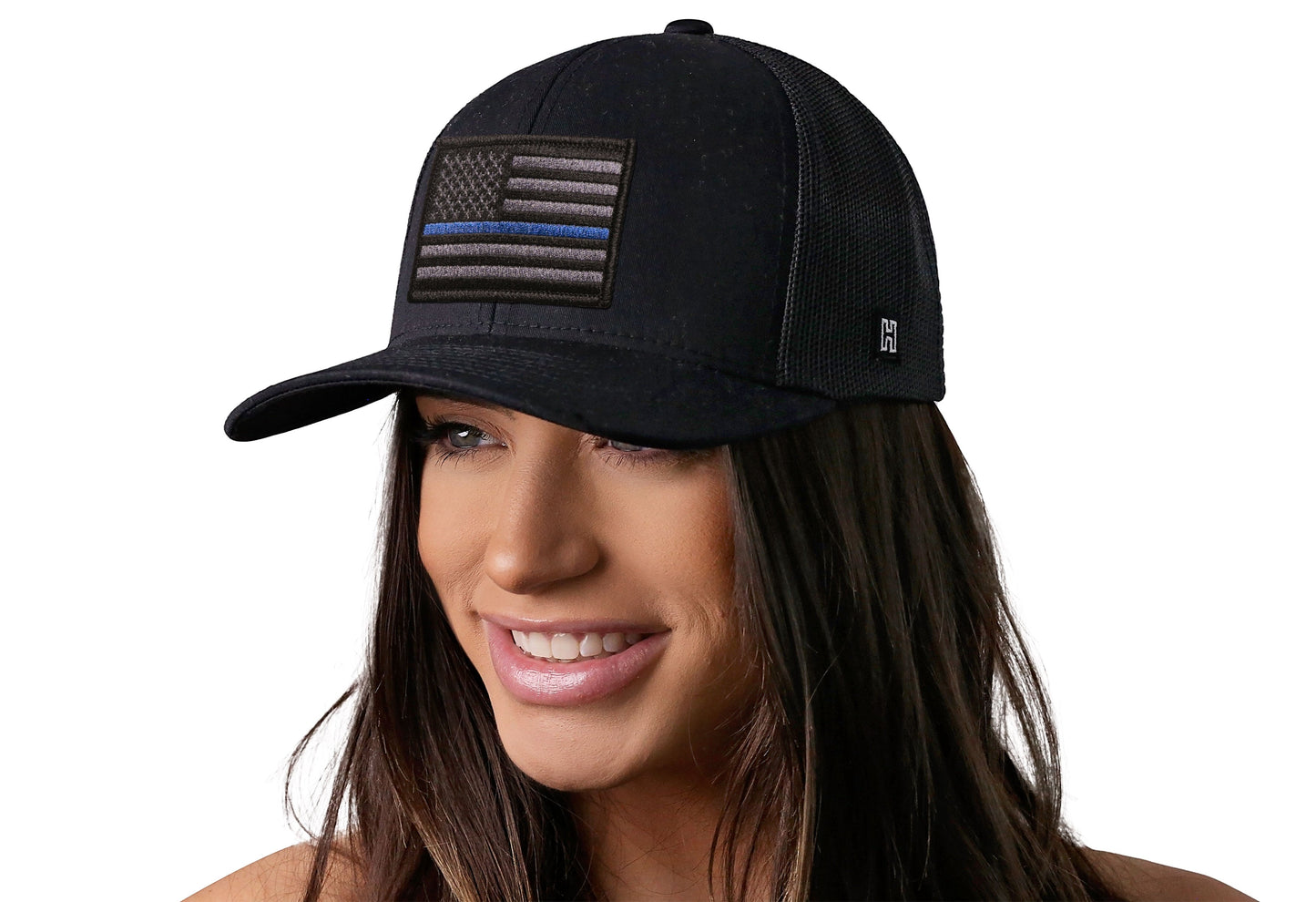 Thin Blue Line Trucker Hat  |  Black Police Snapback